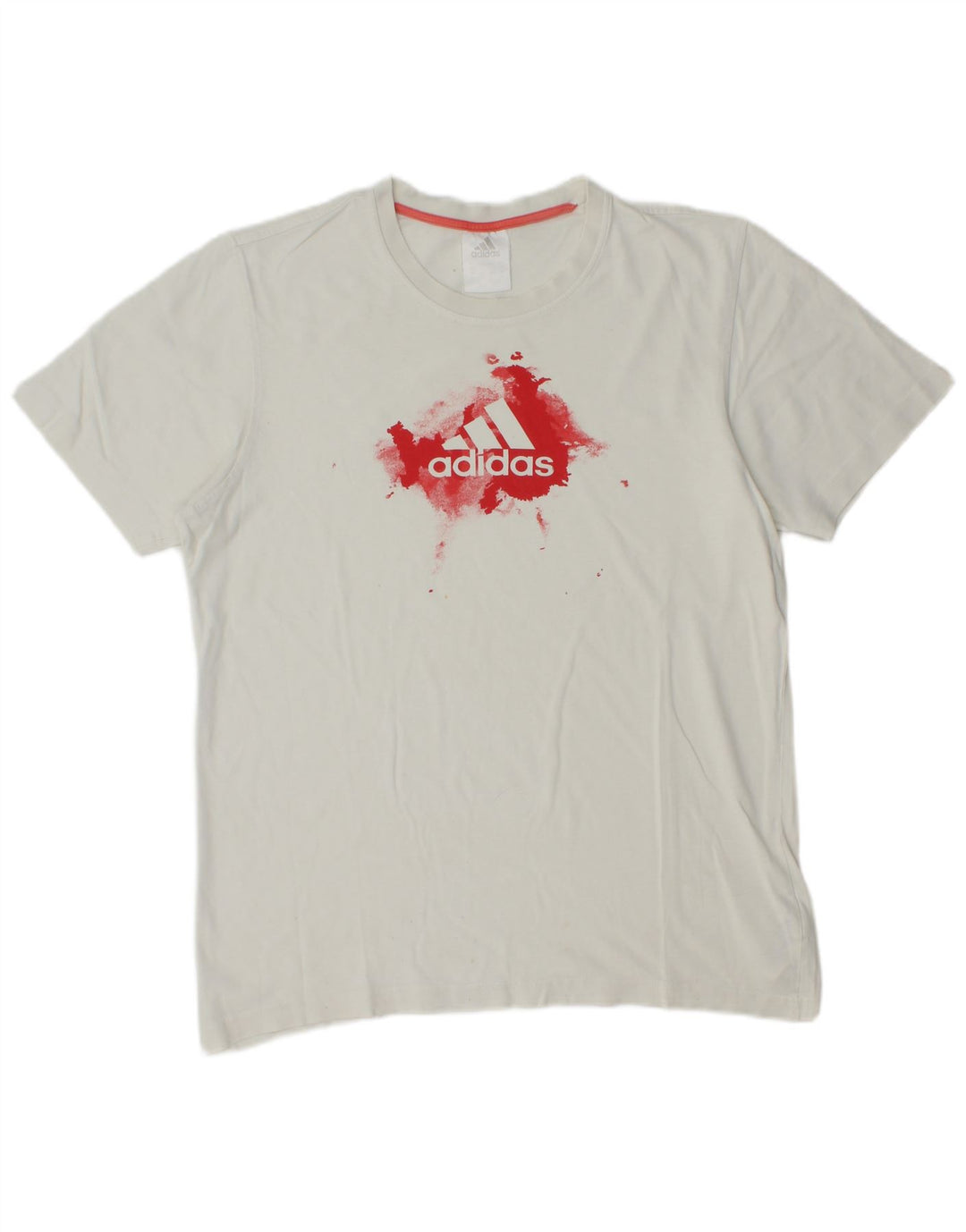 ADIDAS Mens Graphic T-Shirt Top Médio Algodão Branco