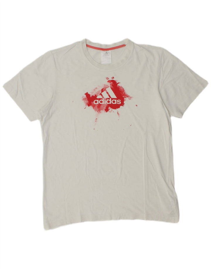 ADIDAS Mens Graphic T-Shirt Top Médio Algodão Branco