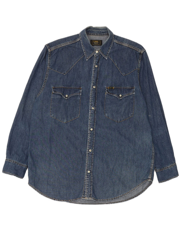 Camisa jeans masculina Lee algodão azul médio