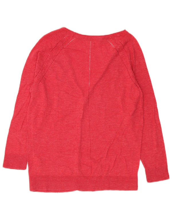 Suéter de cardigã feminino Fat Face, algodão manchado vermelho pequeno Reino Unido 10