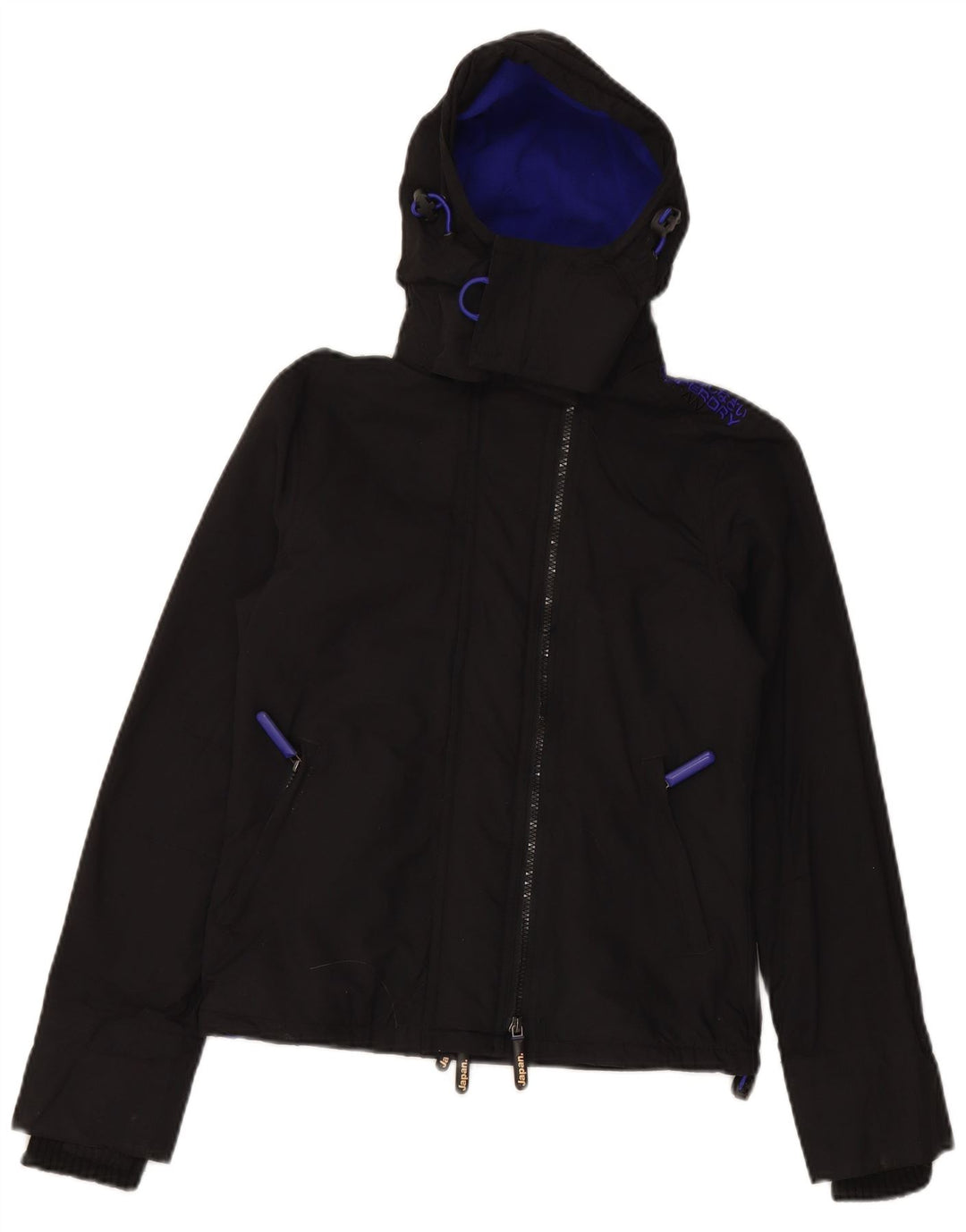Jaqueta corta-vento feminina SUPERDRY The Windcheater com capuz UK 6 XS preta