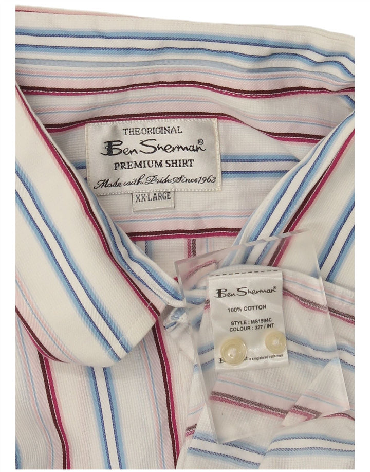 Camisa masculina Ben Sherman 2XL algodão listrado branco