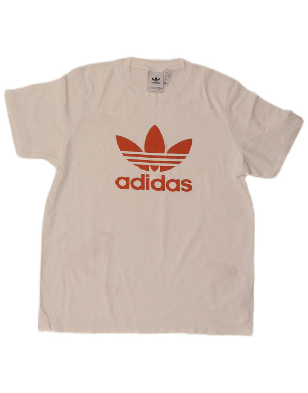 Adidas Mens Graphic T-Shirt Top Grande Algodão Branco