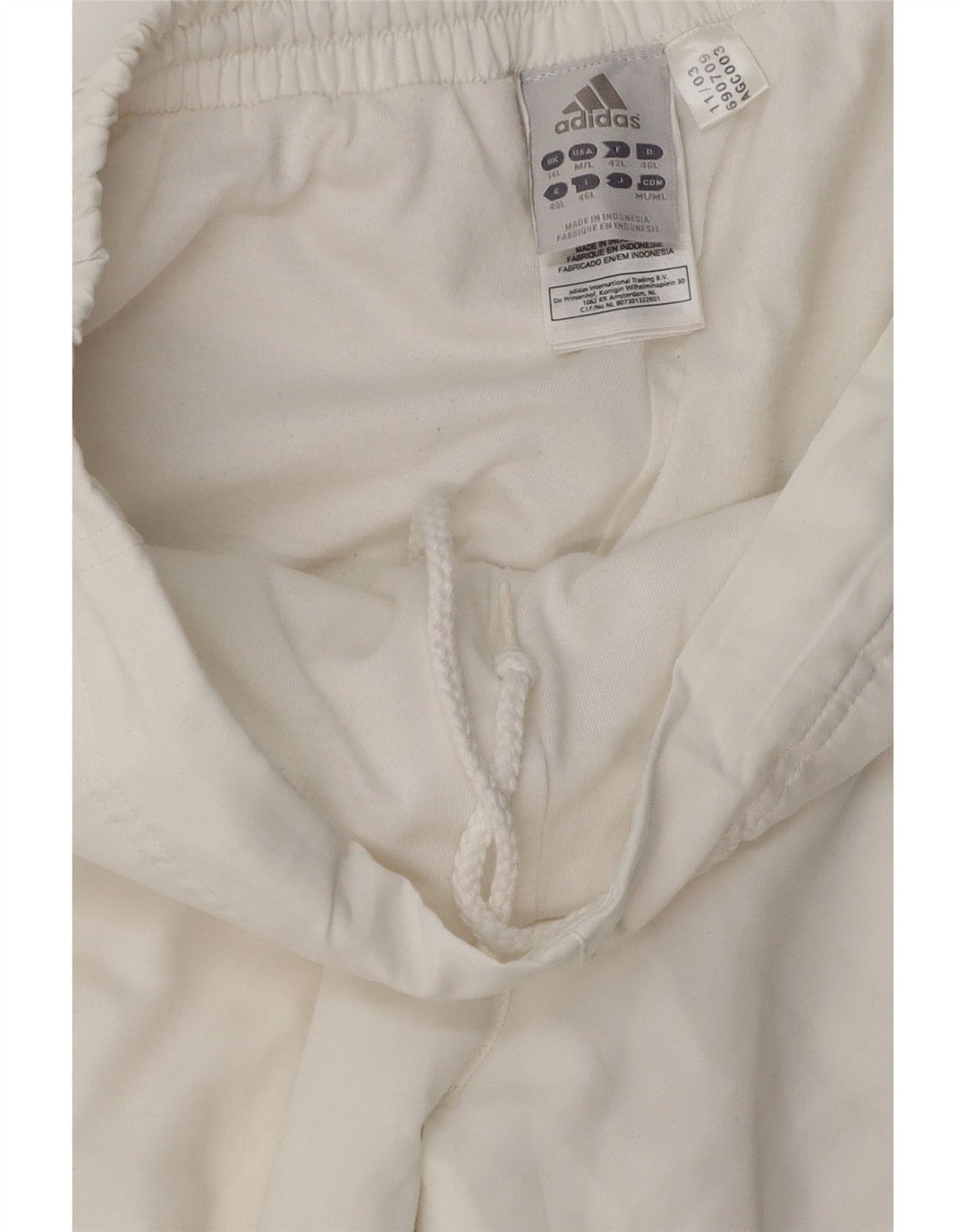 Calça de treino feminina Adidas UK 14 grande poliéster branco