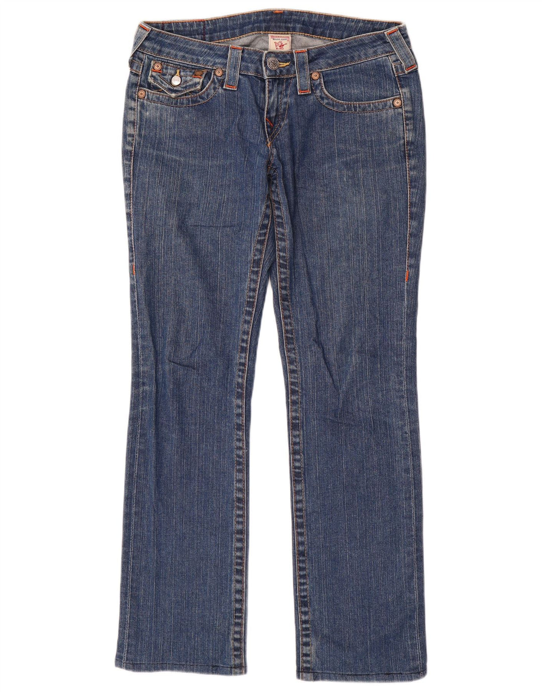 Jeans retos femininos True Religion W27 L30 algodão azul
