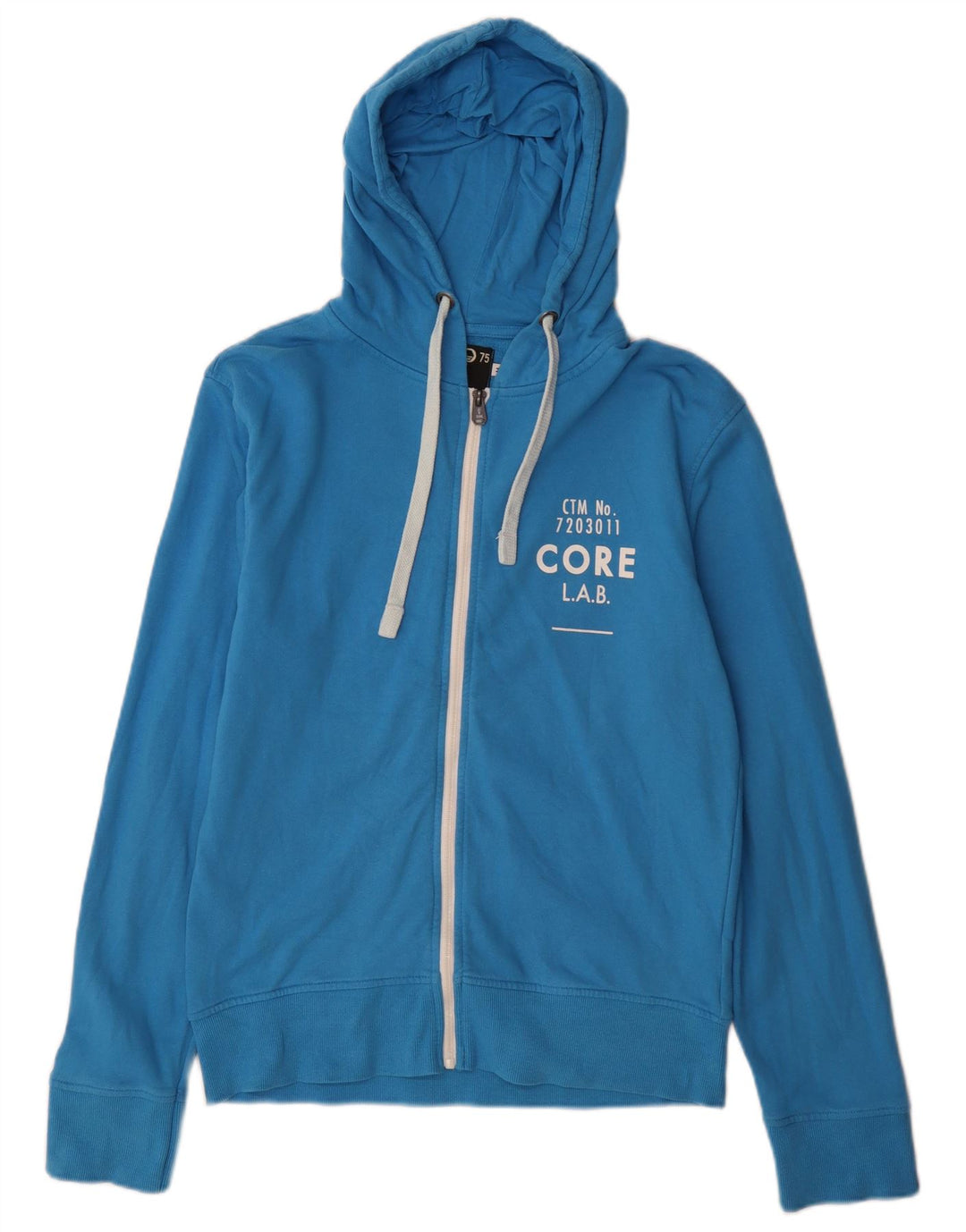 Suéter masculino com capuz e zíper gráfico Jack & Jones algodão azul médio