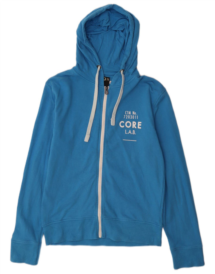 Suéter masculino com capuz e zíper gráfico Jack & Jones algodão azul médio