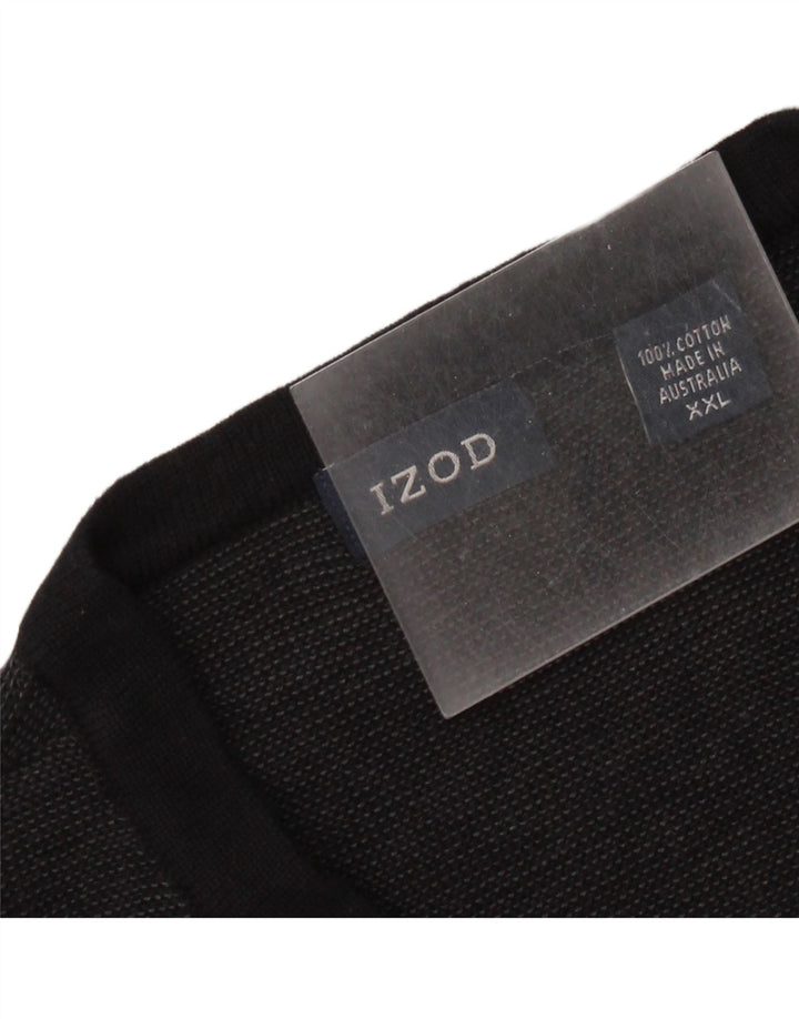 Suéter masculino Izod com decote em V 2XL algodão preto