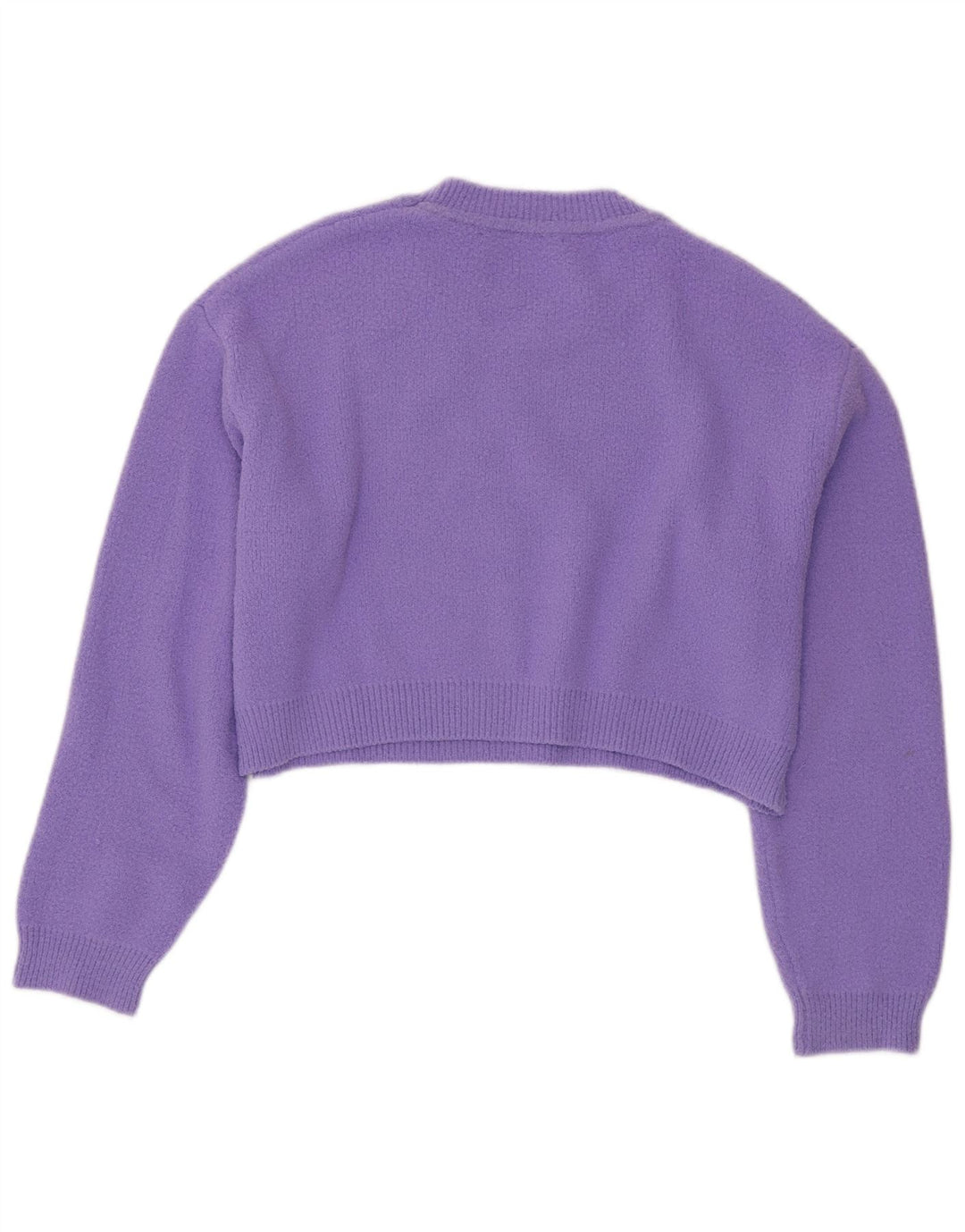 Suéter feminino ZARA com gola redonda grande e gola redonda, tamanho 10, pequeno, roxo