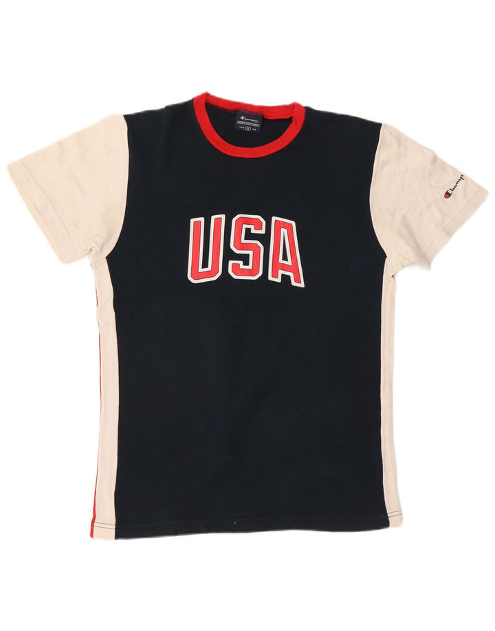 Camiseta feminina CHAMPION com estampa gráfica UK 18 XL azul marinho algodão colorido