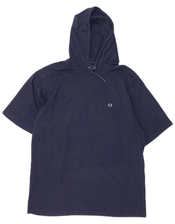 Camiseta masculina com capuz Champion 2XL algodão azul marinho
