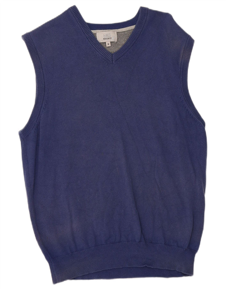 Regata masculina de ajuste regular Marks & Spencer de algodão azul médio