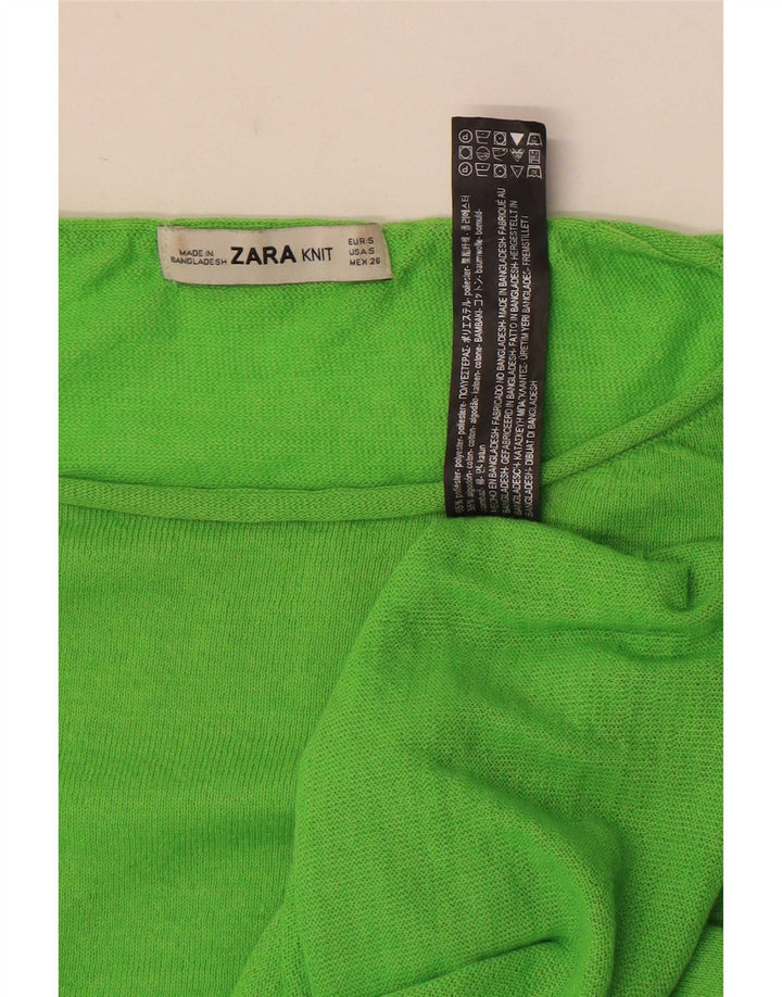 Zara Womens Oversized Top Manga Longa UK 10 Poliéster Verde Pequeno