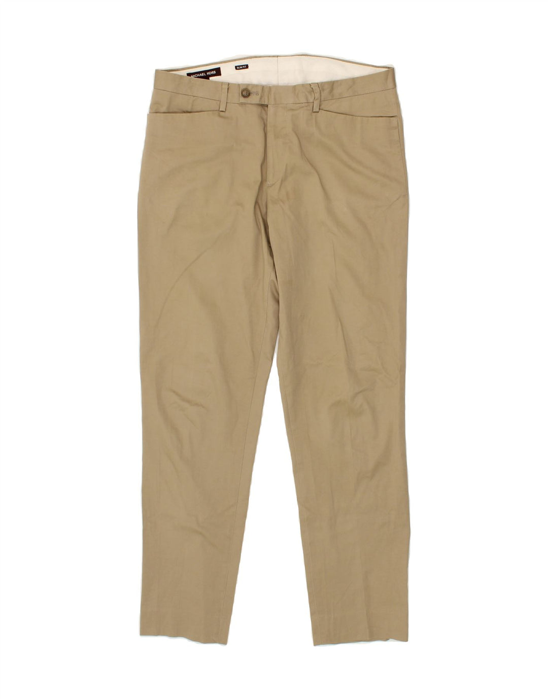 MICHAEL KORS Mens Slim Fit Casual Trousers W32 L30 Brown Cotton Vintage Michael Kors and Second-Hand Michael Kors from Messina Hembry 