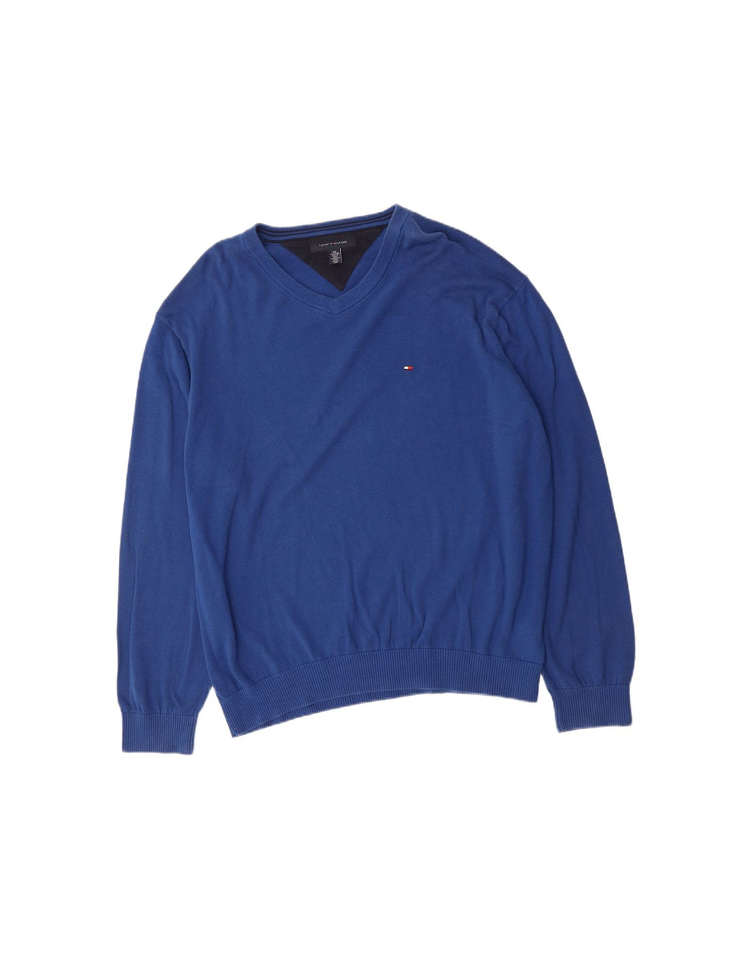 Suéter masculino TOMMY HILFIGER com decote em V 2XL algodão azul