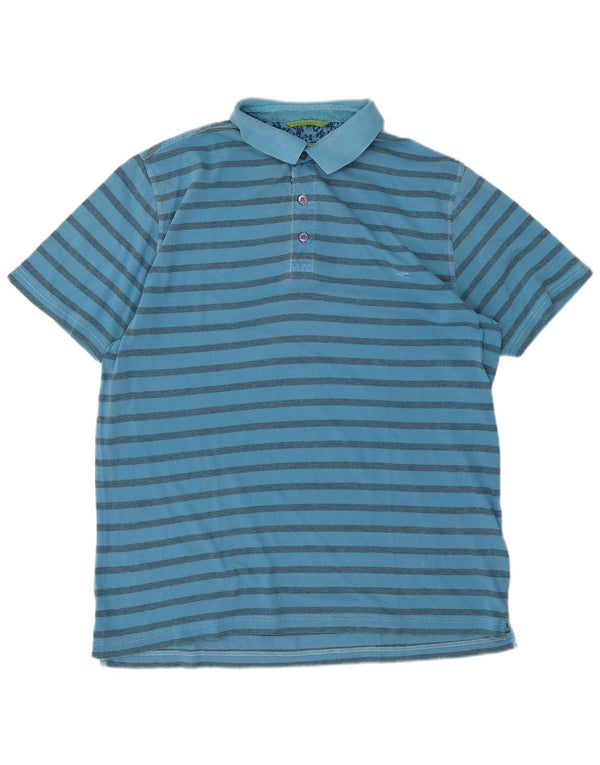 Camisa polo masculina Camel Active grande algodão listrado azul