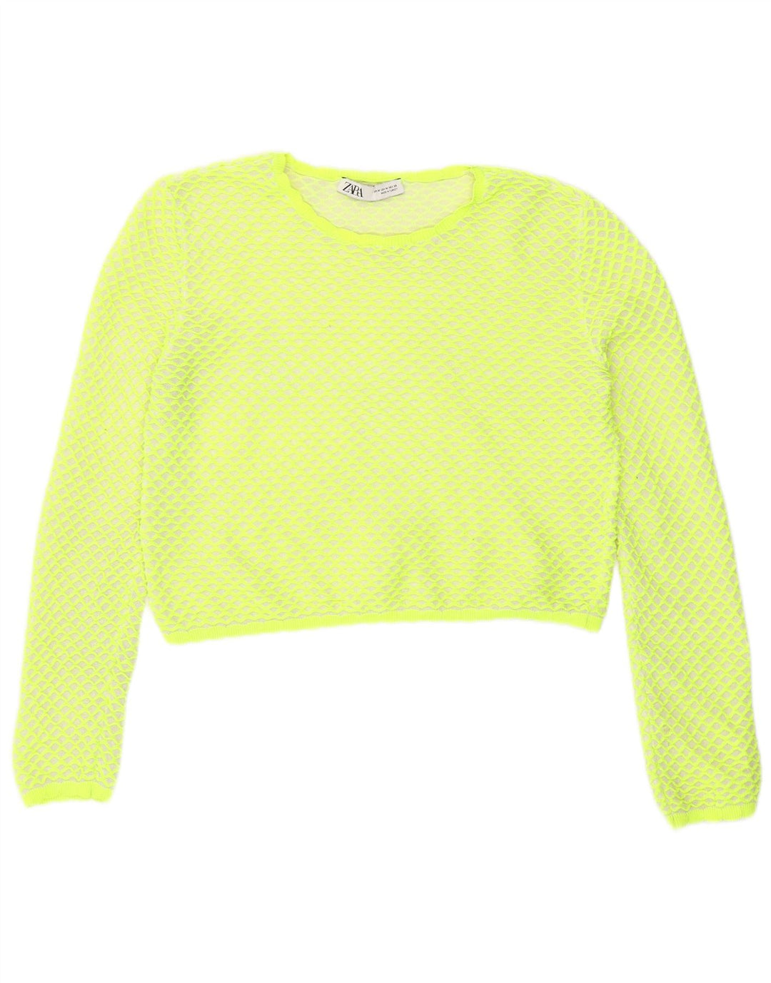Blusa feminina Zara Top UK 14 poliéster geométrico verde médio