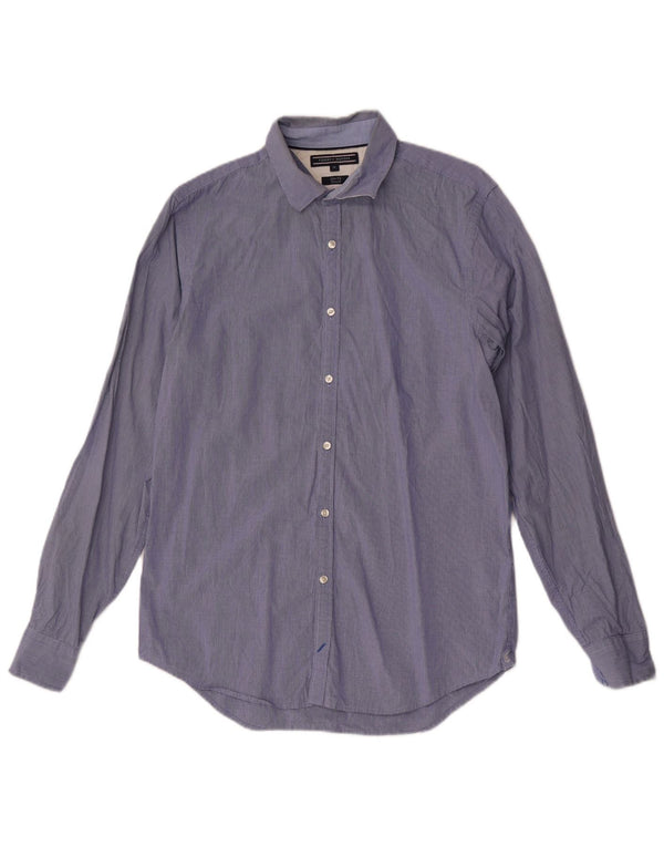 Camisa masculina Slim Fit Tommy Hilfiger de algodão guingão azul médio