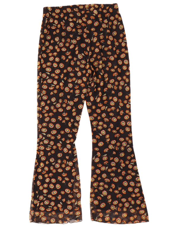 Joe Browns Calça feminina casual flare Reino Unido 12 médio W32 L31 preto floral