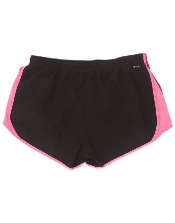 Shorts esportivos femininos Nike Dri Fit UK 14 médio preto colorblock