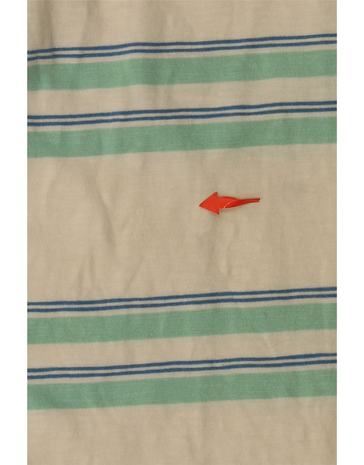 Camiseta masculina Farah Top médio de algodão listrado branco