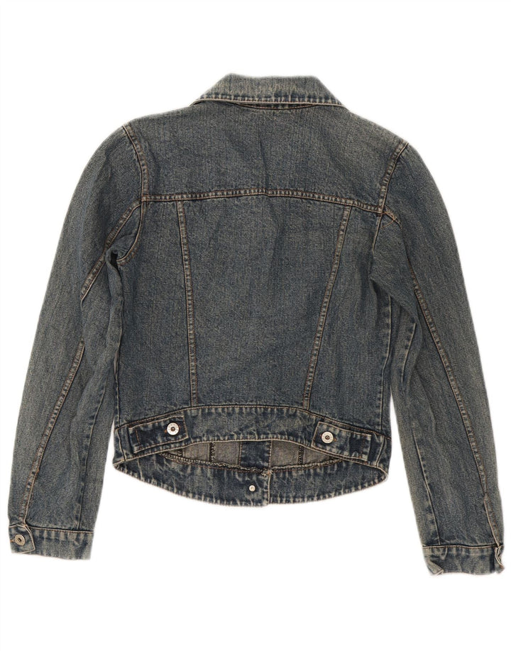 Jaqueta jeans feminina vintage UK 4 XS azul