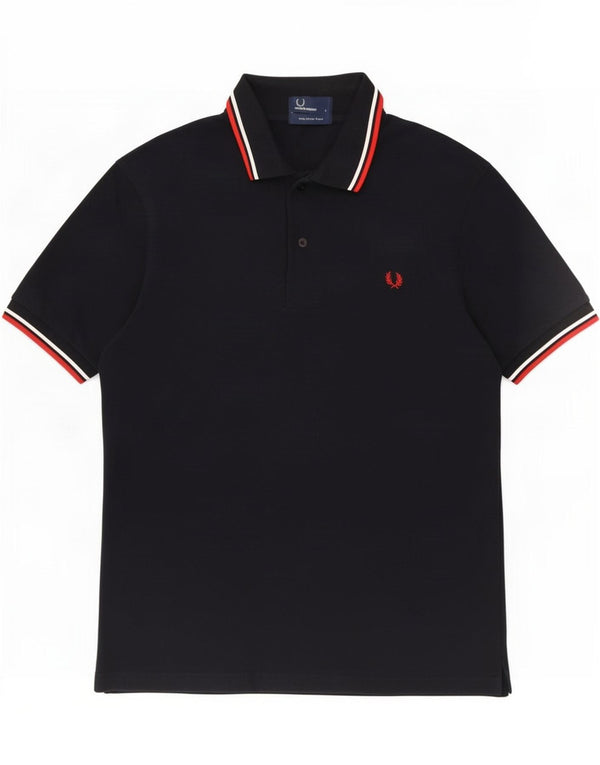 Camisa polo masculina Fred Perry grande algodão azul marinho