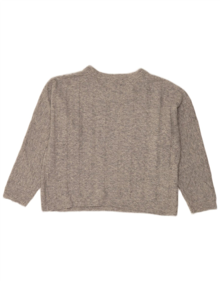 Suéter feminino Marks & Spencer com gola redonda e gola redonda Reino Unido 12 cinza médio