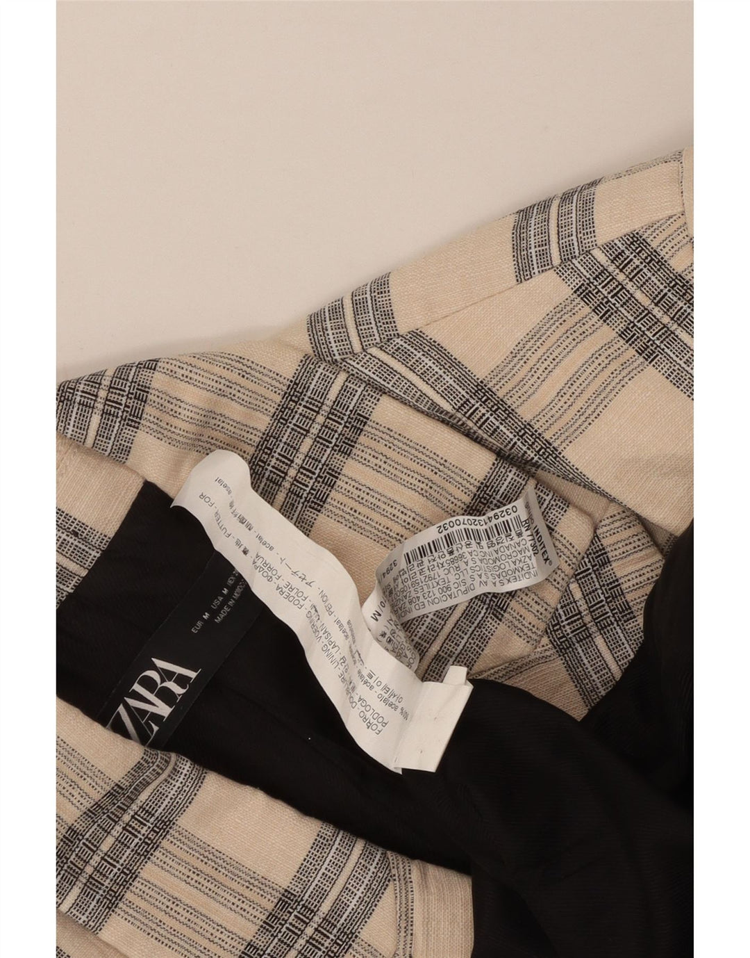 Jaqueta blazer masculina Zara Double Breasted Reino Unido 38 acetato xadrez bege médio