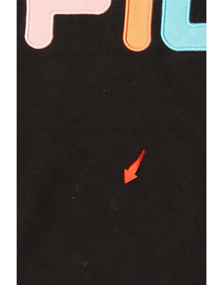 FILA moletom gráfico feminino jumper UK 14 médio algodão preto