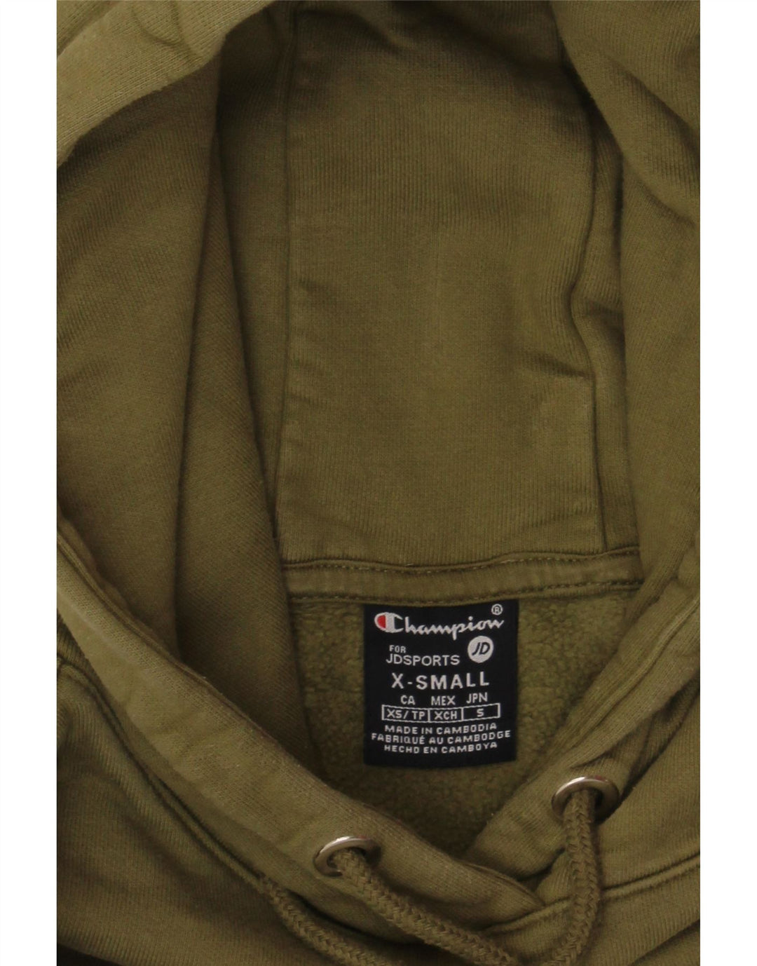 CHAMPION Womens Graphic Crop Hoodie Jumper UK 6 XS Khaki Cotton Vintage Champion and Second-Hand Champion from Messina Hembry 