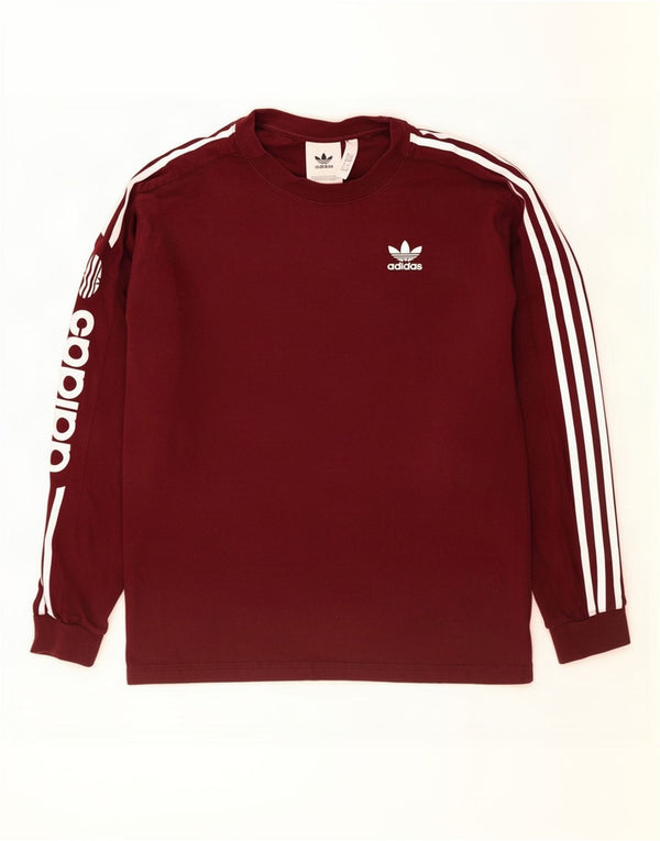 Adidas Mens Graphic Top Manga Longa Médio Algodão Borgonha