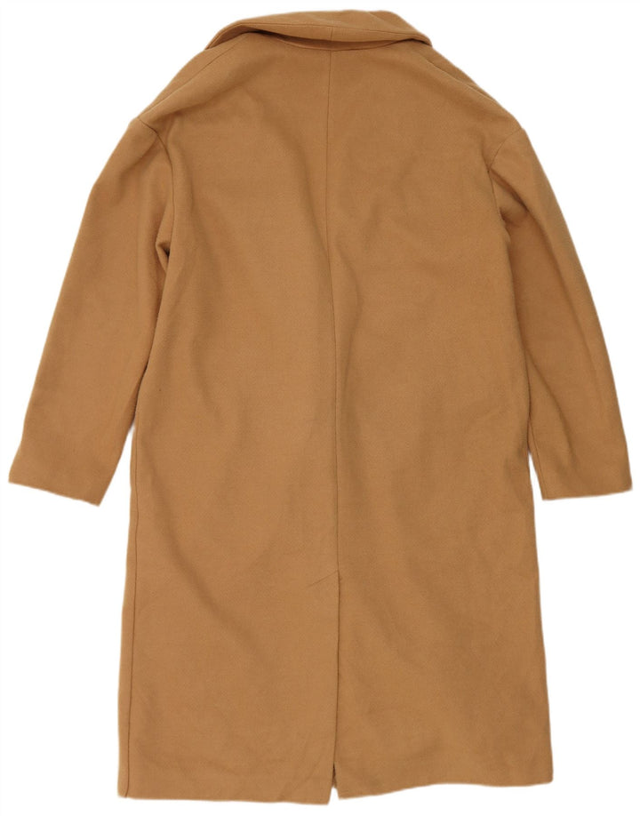 Casaco feminino Topshop com peito duplo UK 12 poliéster bege médio