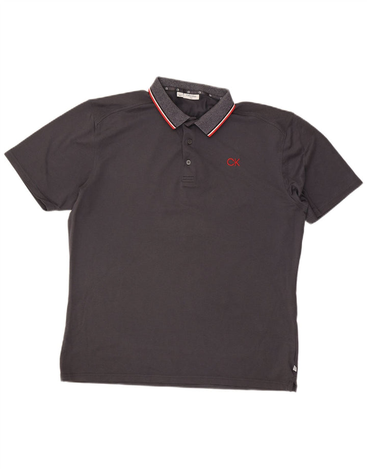 CALVIN KLEIN Camisa polo masculina de golfe XL algodão cinza