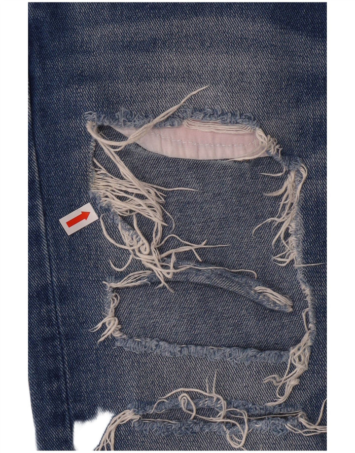 Zara Jeans feminino angustiado cônico EU 34 2XS W24 L30 Azul Grunge
