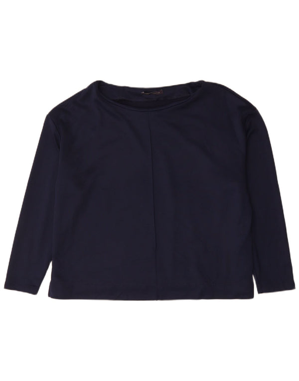 Top feminino Marks & Spencer manga comprida UK 20 2XL algodão azul marinho