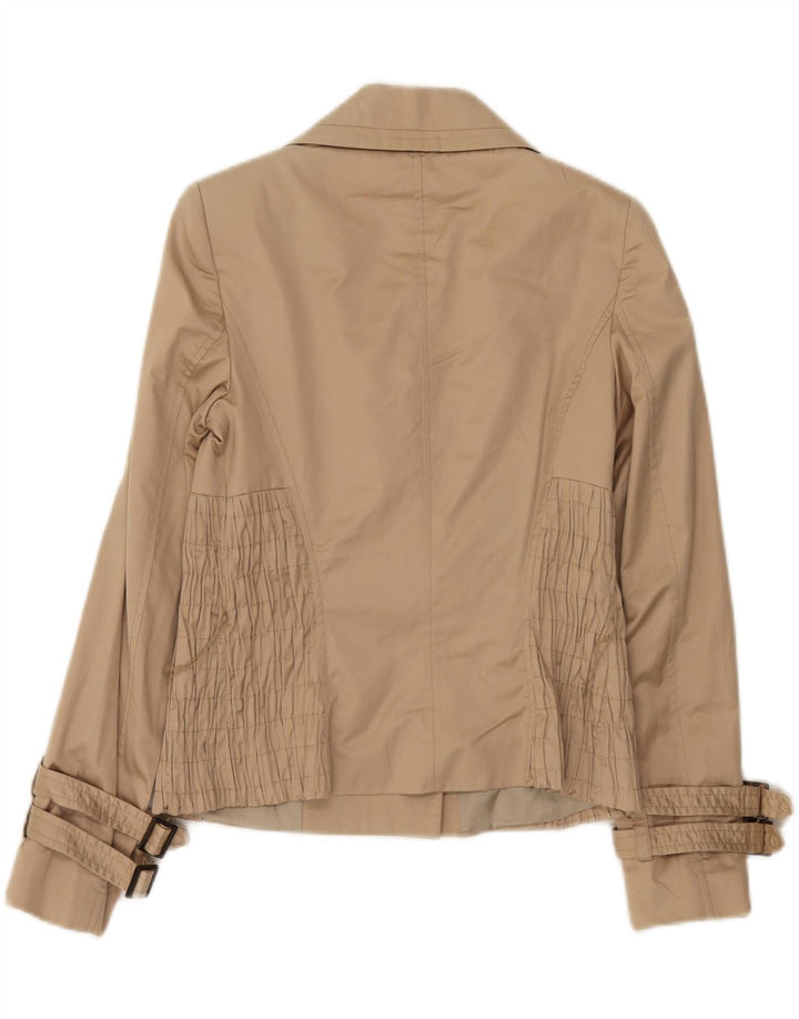 Jaqueta Zara Womens Open Blazer Reino Unido 8 Pequeno Algodão Bege