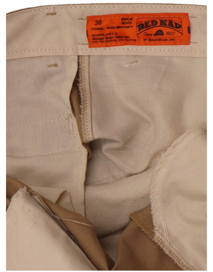 Calças chino retas masculinas Red Kap W38 L30 poliéster bege