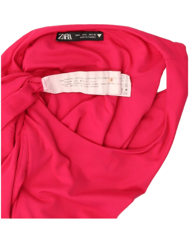 Body feminino sem mangas ZARA UK 14 grande poliamida rosa