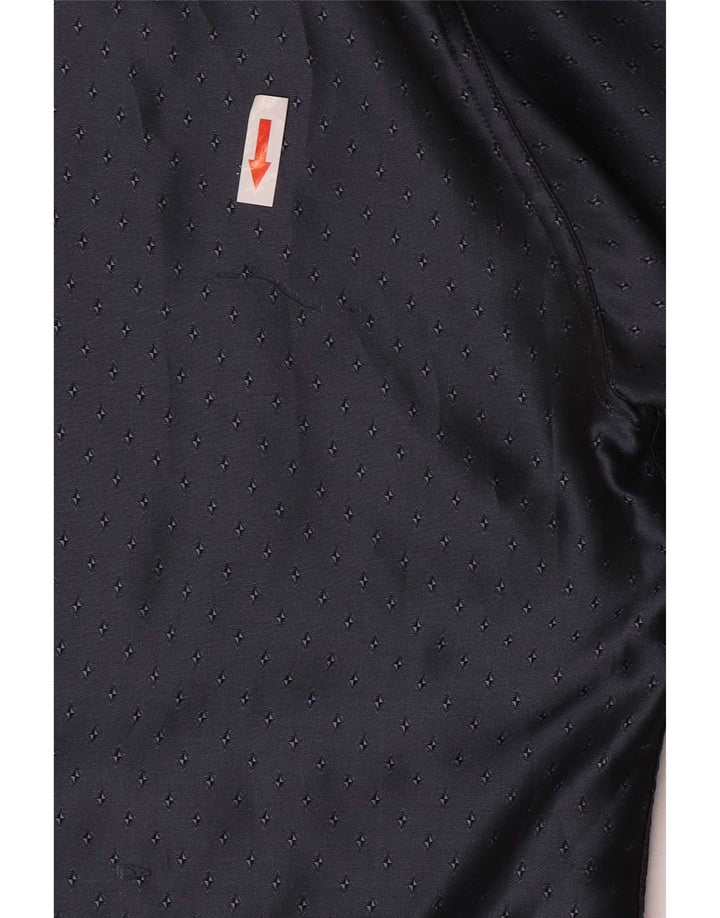 Camisa masculina Equivoco tamanho 15 3/4 médio azul marinho manchado acetato