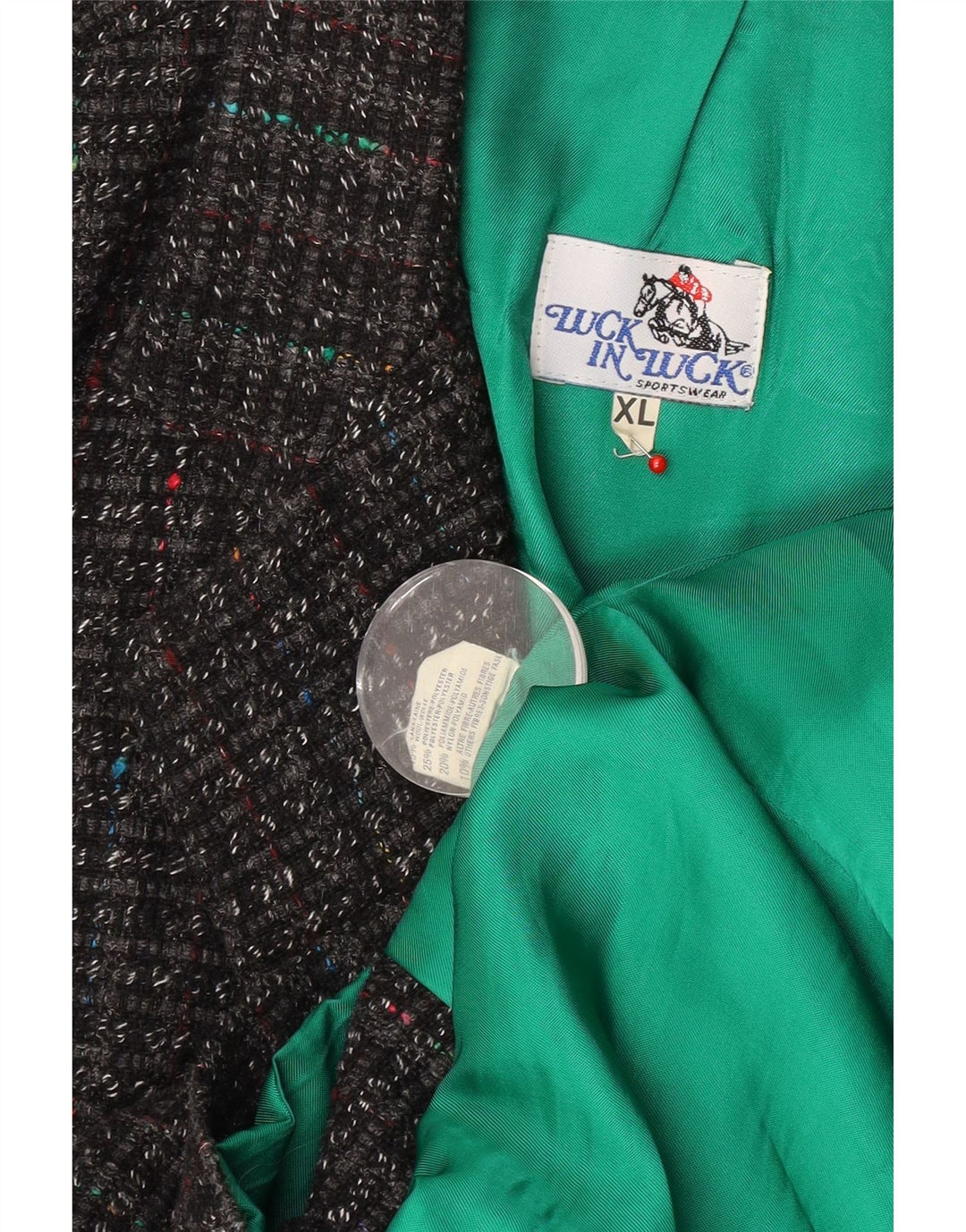 Luck in Luck Jaqueta blazer masculina de 3 botões Reino Unido 42 XL lã manchada cinza