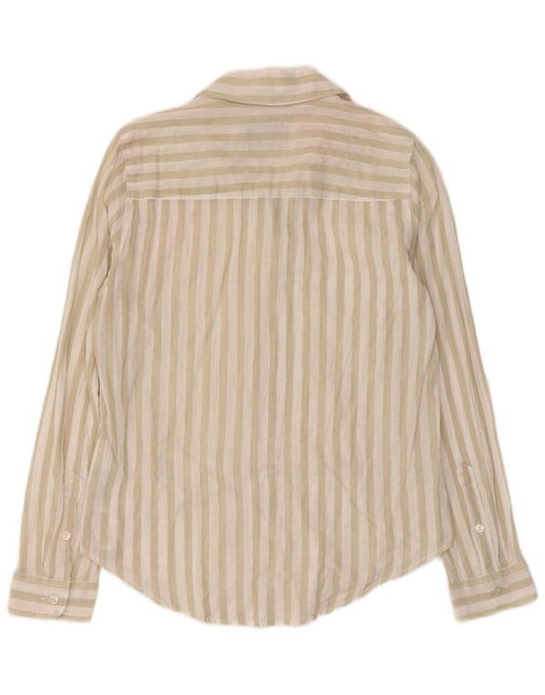 Abercrombie & Fitch Womens Shirt UK 10 Small Beige Striped Cotton