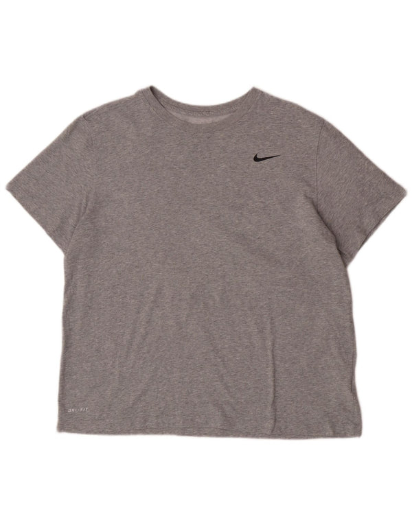 Camiseta masculina Nike Dri Fit Top XL cinza manchado de algodão