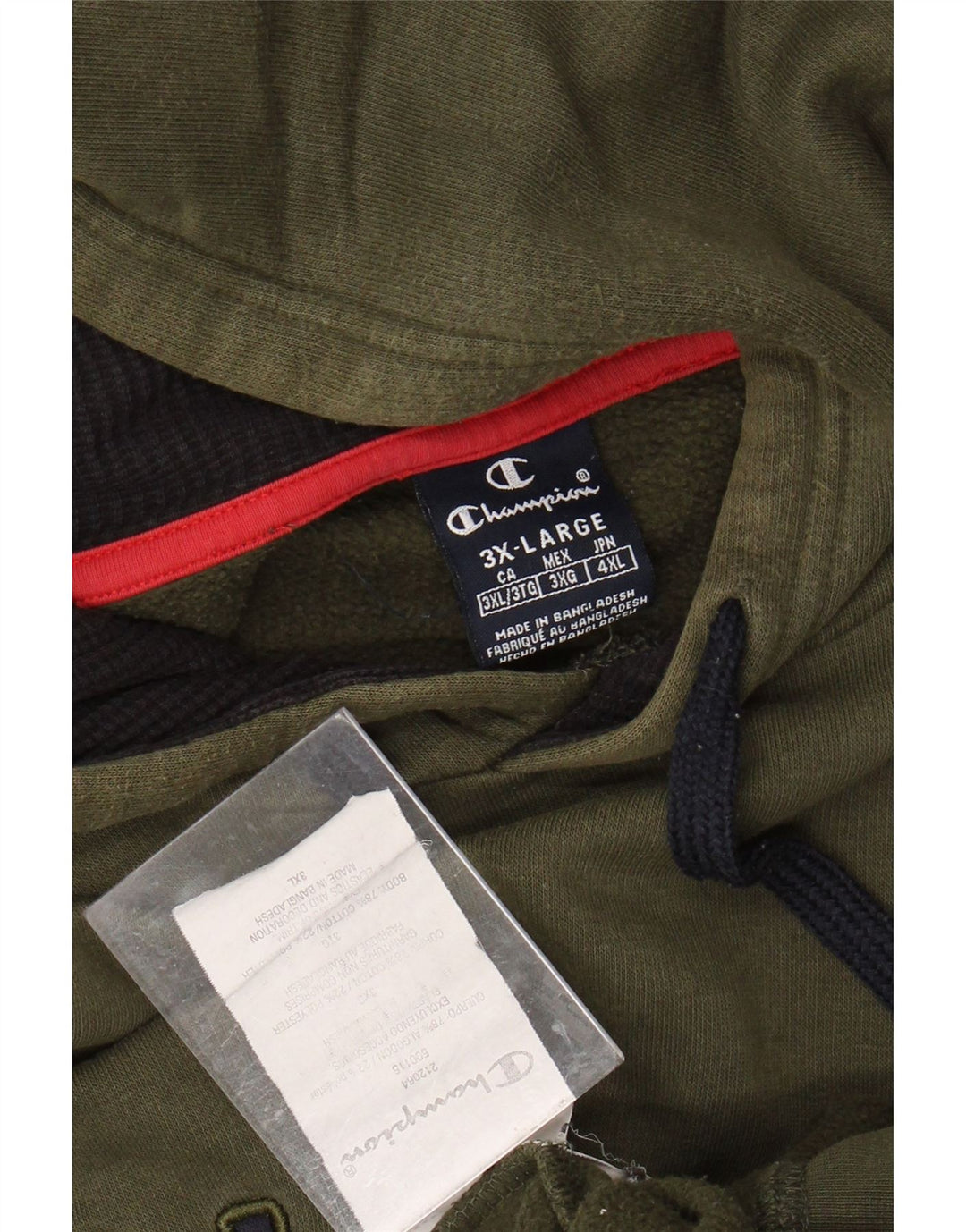 CHAMPION Suéter com capuz gráfico masculino 3XL algodão cáqui