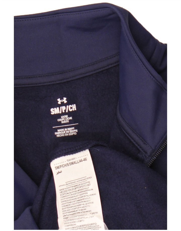 Moletom masculino Under Armour com zíper e gola em poliéster azul marinho pequeno