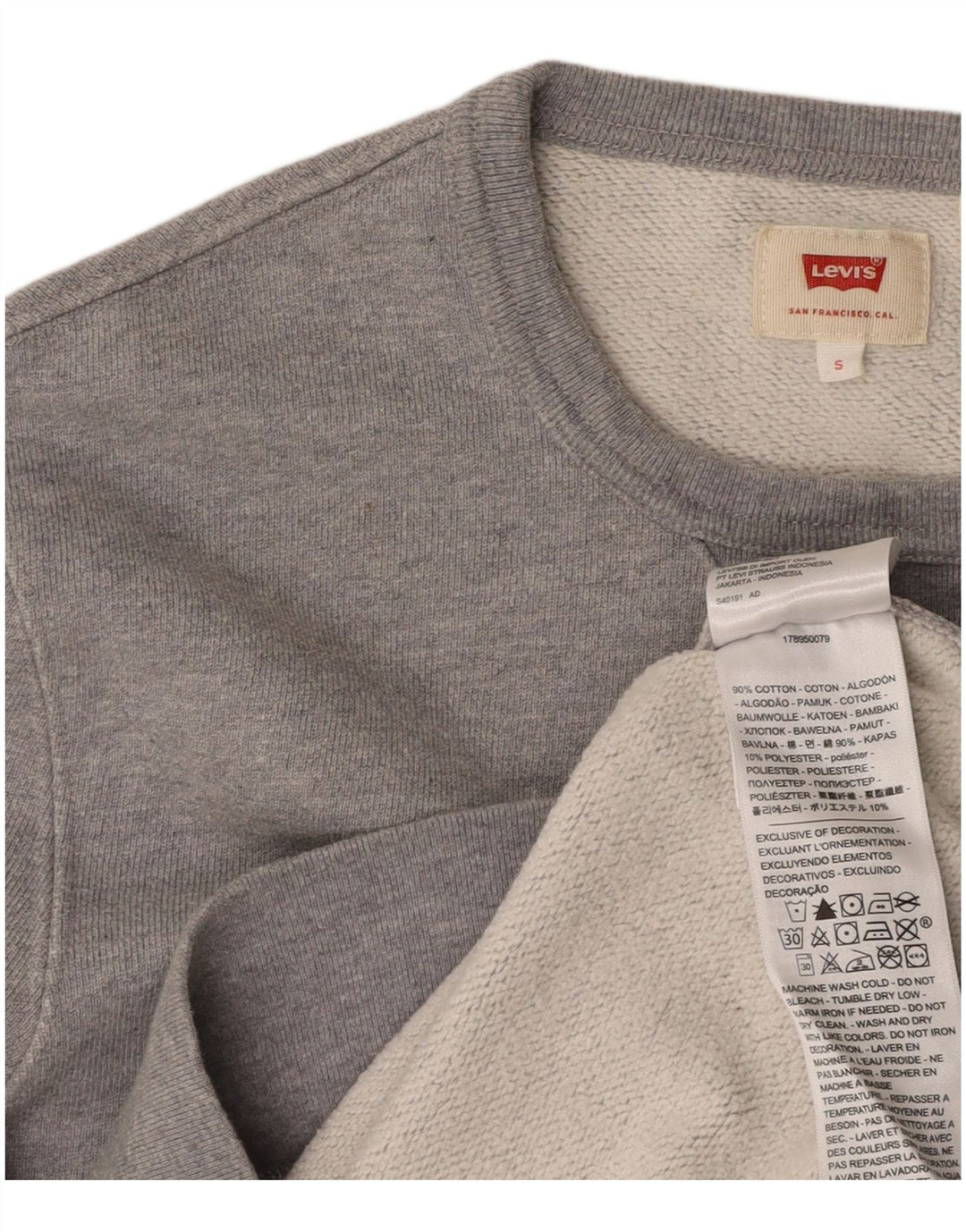 LEVI'S moletom gráfico masculino jumper pequeno algodão cinza