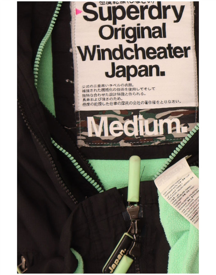 Jaqueta corta-vento feminina Superdry com capuz e blusão UK 14 médio preto