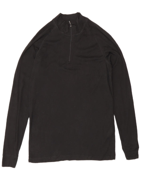 Mountain Warehouse Mens Zip Neck Pulôver Treino Top Pequeno Preto