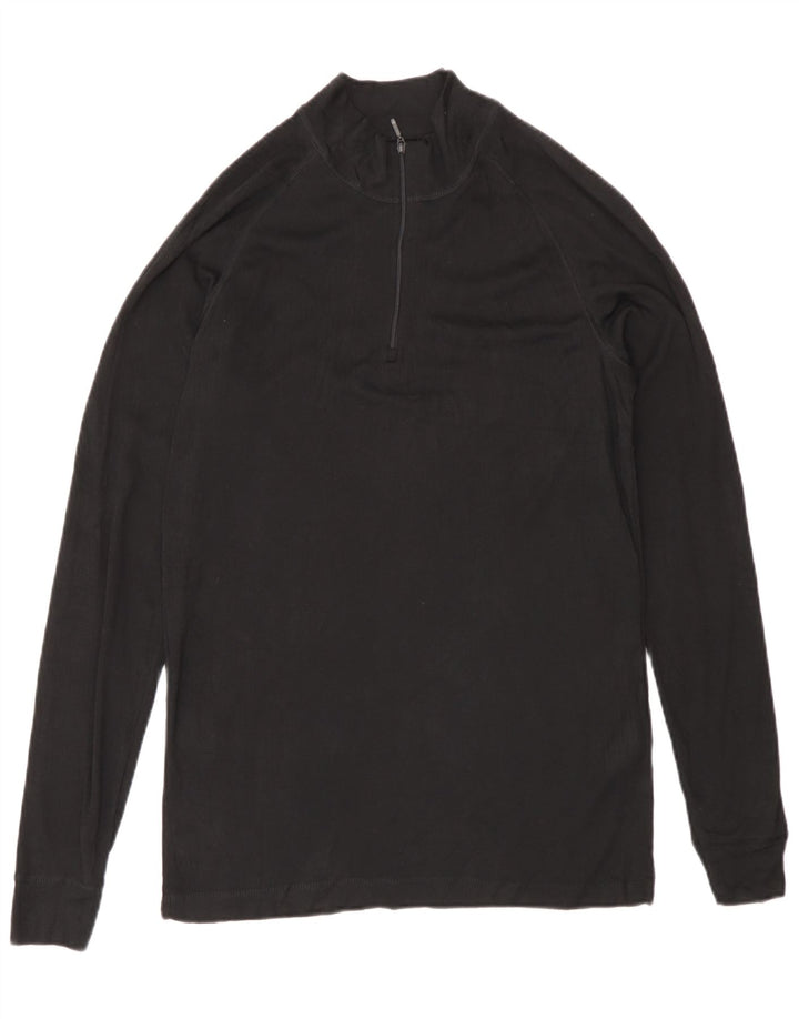 Mountain Warehouse Mens Zip Neck Pulôver Treino Top Pequeno Preto