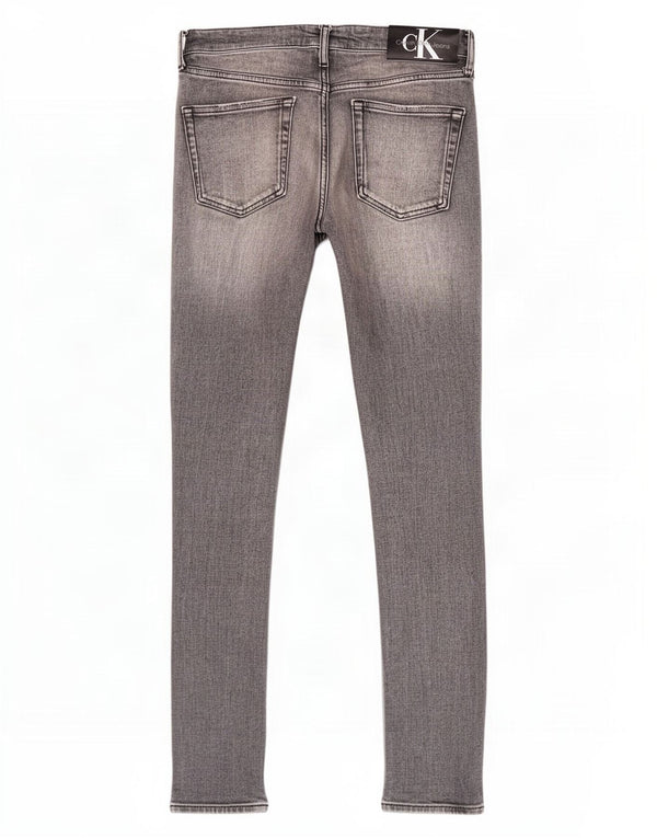 Calça jeans skinny feminina Calvin Klein desgastada W28 L30 algodão cinza